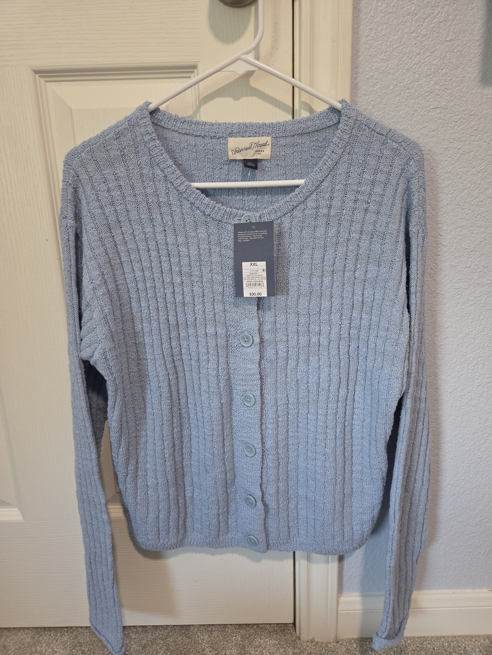 Universal Thread Powder Blue Ribbed Button Cardigan